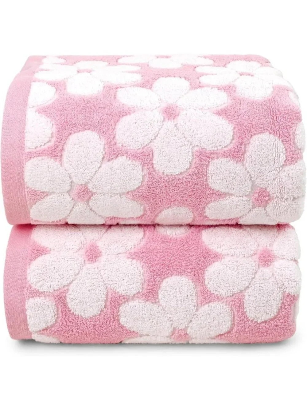 Super Absorbent Pink Bath Towels Set of 2 | Decorative 27.5x55 Inches